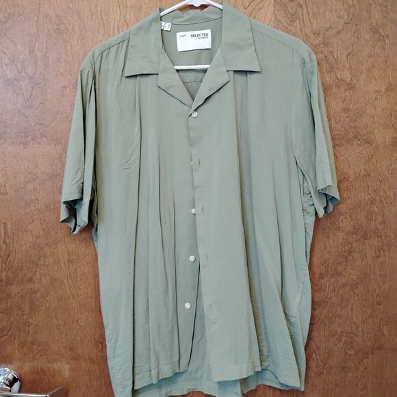 Selected Homme Iceberg Green Cuban Collar Shirt - Picture 2 of 3